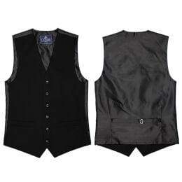 L A Smith Black Plain Country Waistcoat - Suit & Tailoring