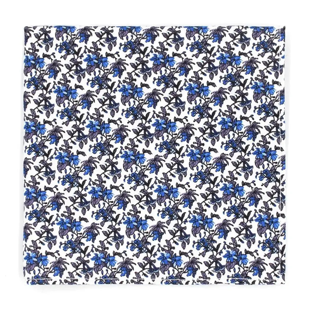 L A Smith Blue Delicate Floral Tie And Hank Set - Accessories