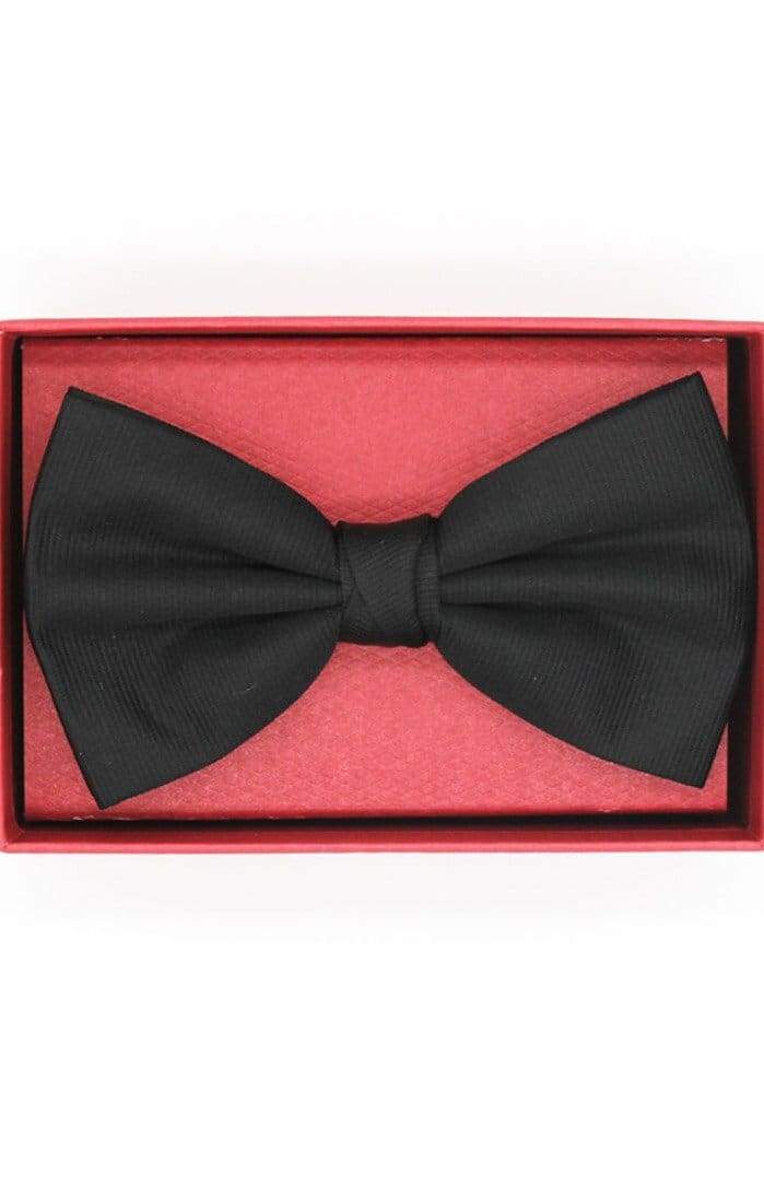 LA Smith Finest Silk Grosgrain Ready Tied Black Bow Tie - accessories