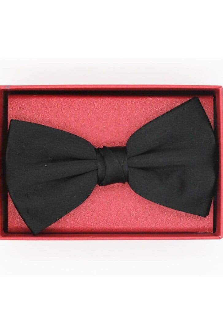 LA Smith Finest Silk Satin Pre Tied Black Bow Tie - accessories