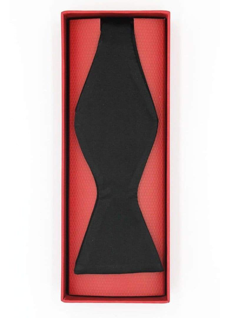 LA Smith Finest Silk Satin Self Tie Black Bow Tie - accessories