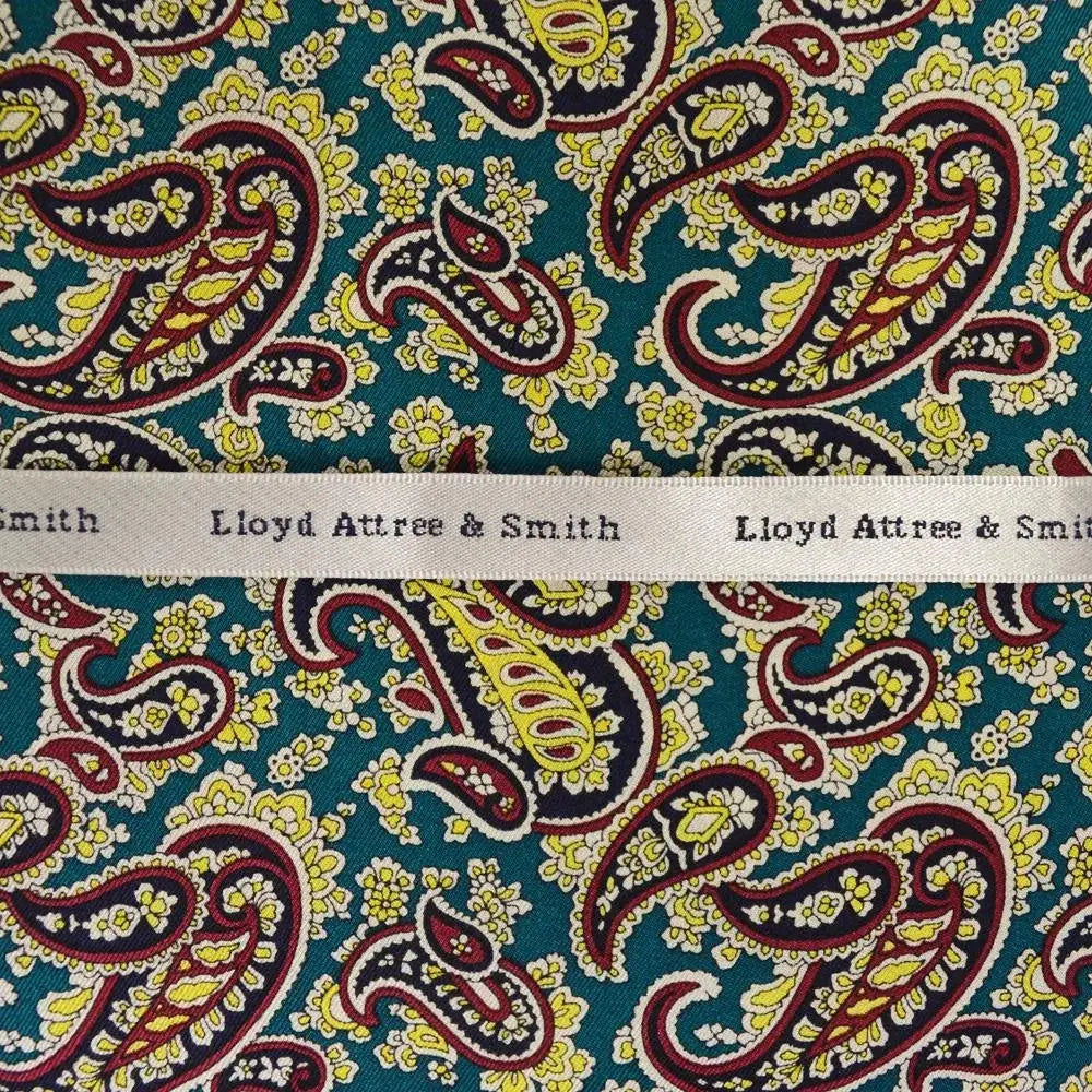 L A Smith Teal Printed Paisley Silk Hank - Accessories