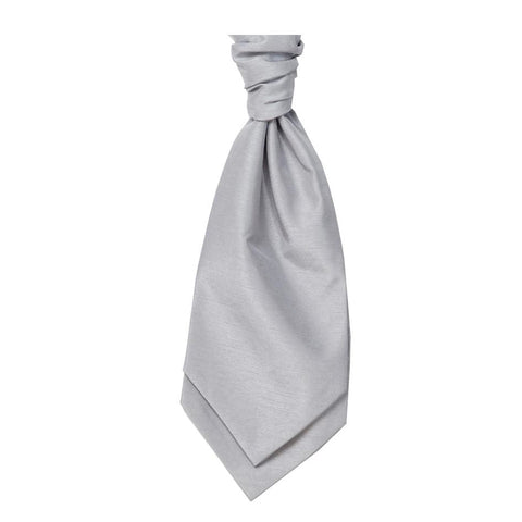 Mens LA Smith SILVER Wedding Cravat - Adult Self Tie Cravat - Accessories