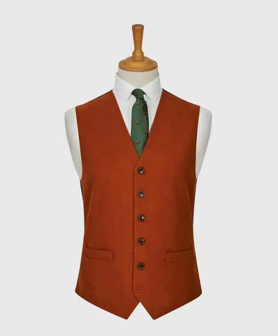 L A Smith Rust Plain Country Waistcoat - S - Suit & Tailoring