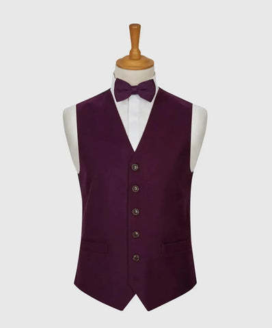 L A Smith Purple Plain Country Waistcoat - S - Suit & Tailoring