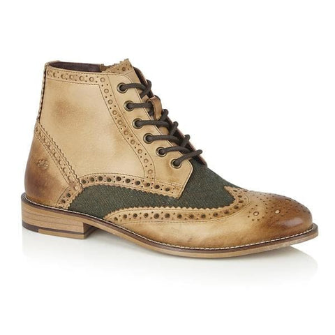 London Brogue Gatsby Boot Tan/Green Tweed Men’s Boots - UK8 | EU42 - Boots