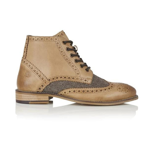 London Brogue Gatsby Tan Tweed Men’s Boots - Boots