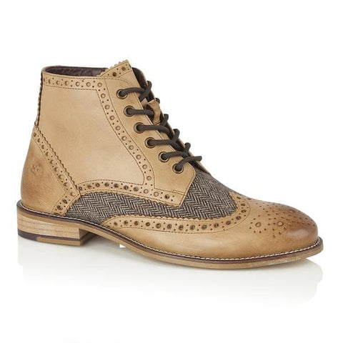 London Brogue Gatsby Tan Tweed Men’s Boots - UK7 | EU41 - Boots