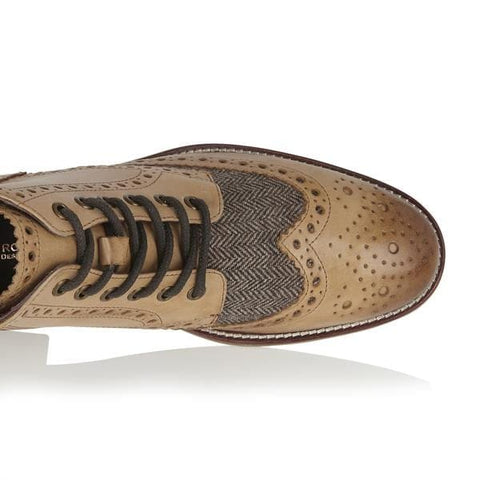 London Brogue Gatsby Tan Tweed Men’s Boots - Boots