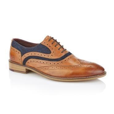Brogue Shelby Oxford Tan Navy Shoes - UK7 | EU41 - Shoes 370