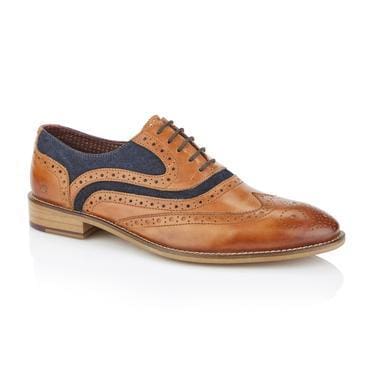 Brogue Shelby Oxford Tan Navy Shoes - UK7 | EU41 - Shoes