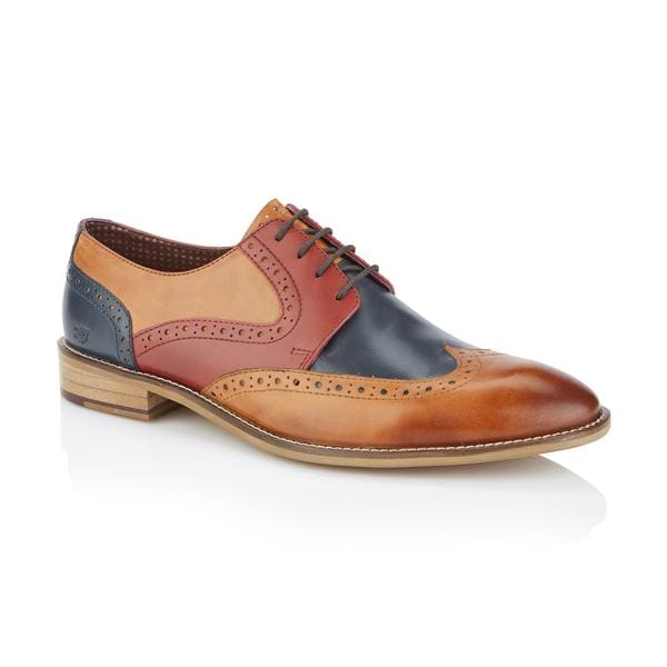 London Brogue Tommy Derby Tan Blue Red Men’s shoes - UK7 | EU41 - Shoes