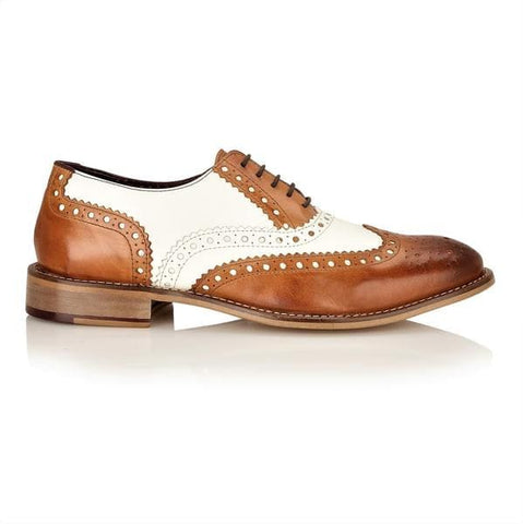 London Brogue Gatsby Brogues Tan/White Men’s Shoe - Shoes