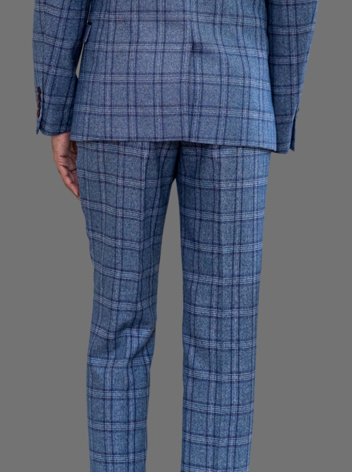 Marc Darcy Abbott Men’s Blue Tweed Check Trousers - Suit & Tailoring