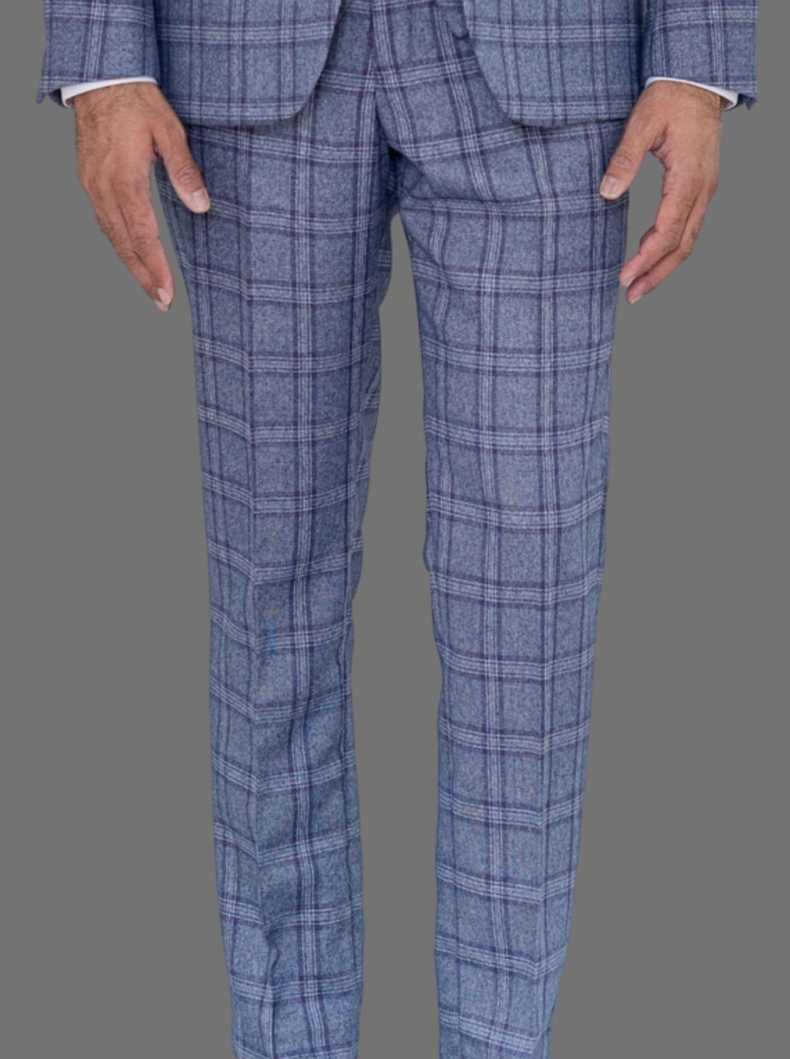 Marc Darcy Abbott Men’s Blue Tweed Check Trousers - Suit & Tailoring