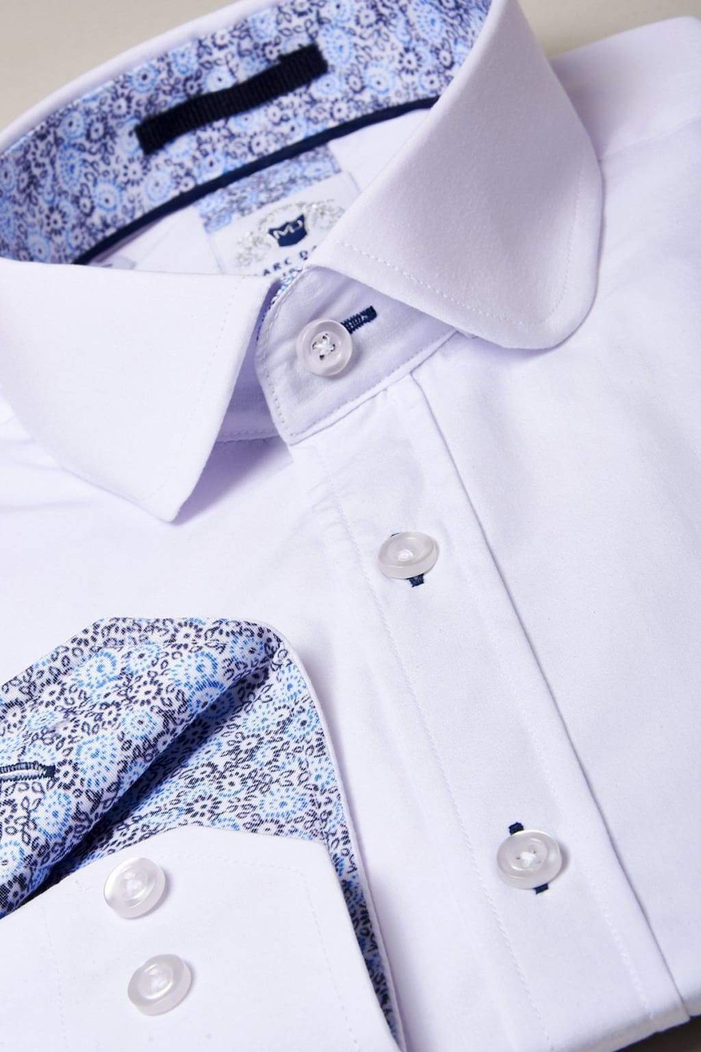 Marc Darcy Arthur Plain White Penny Collar Shirt - Shirts