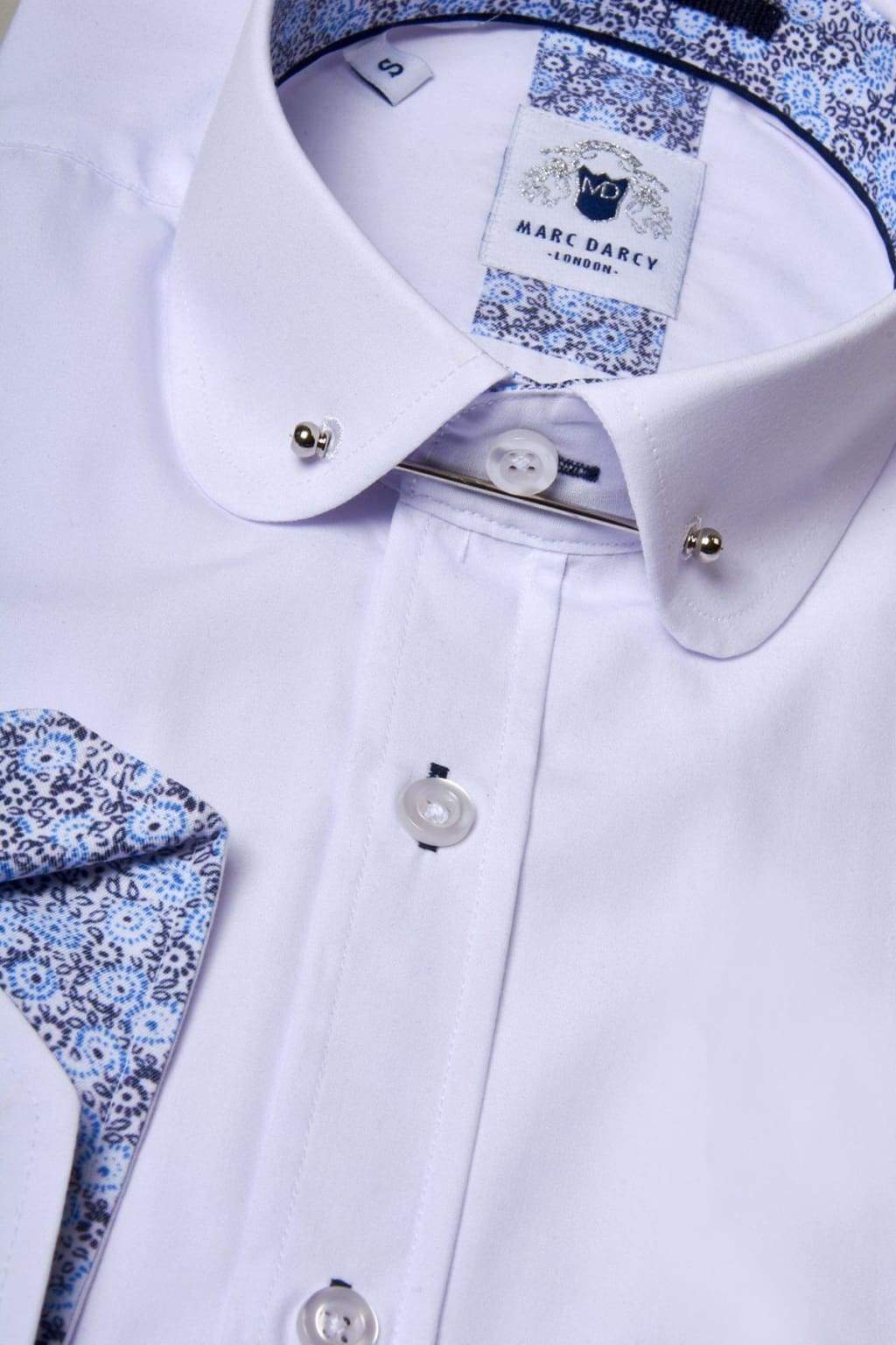 Marc Darcy Benson White Penny Collar Shirt With Collar Bar - Shirts