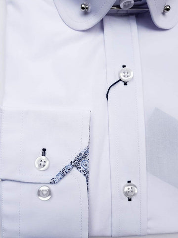 Marc Darcy Benson White Penny Collar Shirt With Collar Bar - Shirts