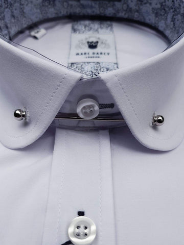 Marc Darcy Benson White Penny Collar Shirt With Collar Bar - Shirts