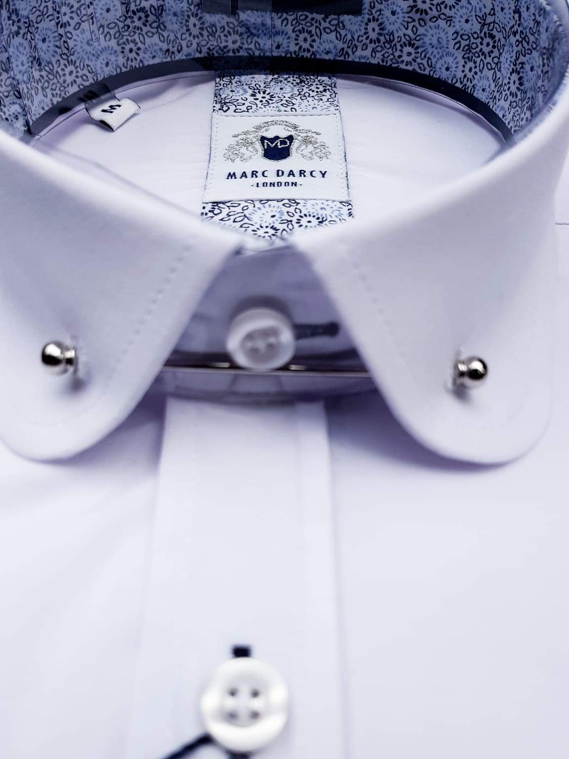 Marc Darcy Benson White Penny Collar Shirt With Collar Bar - Shirts