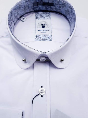 Marc Darcy Benson White Penny Collar Shirt With Collar Bar - Shirts