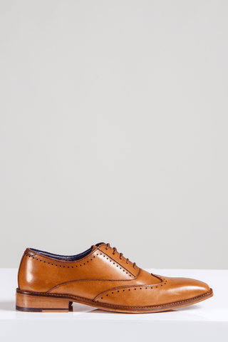 Marc Darcy Carson Tan Wingtip Oxford Brogue Shoes - Shoes