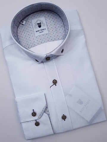 Marc Darcy Charlie White Button Down Collar Shirt With Tan Buttons - Shirts