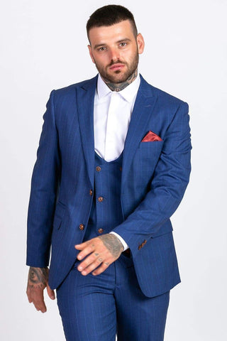 Marc Darcy Conrad Royal Blue Pinstripe Blazer