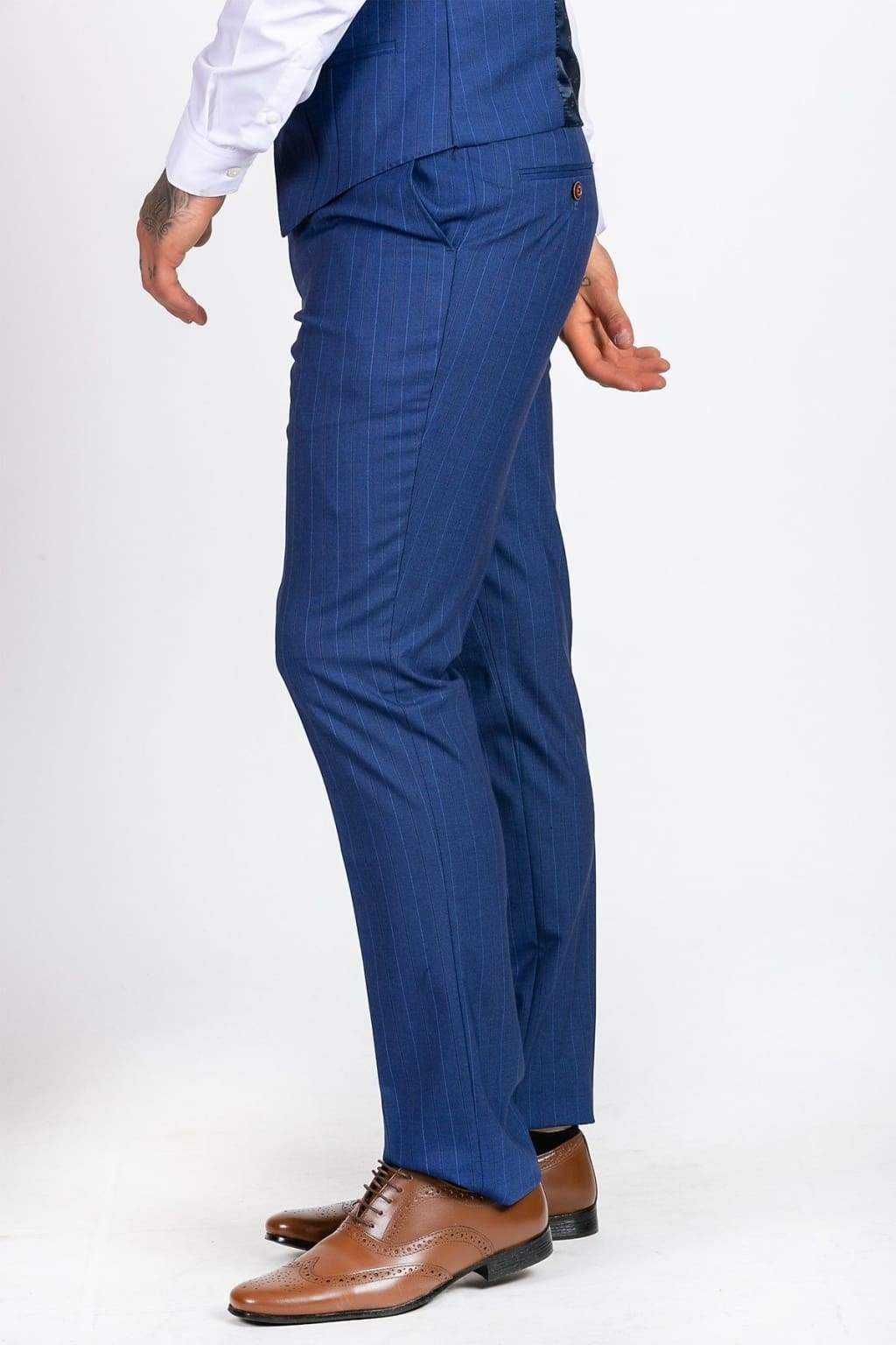 Marc Darcy Conrad Royal Blue Pinstripe Trousers - Suit & Tailoring