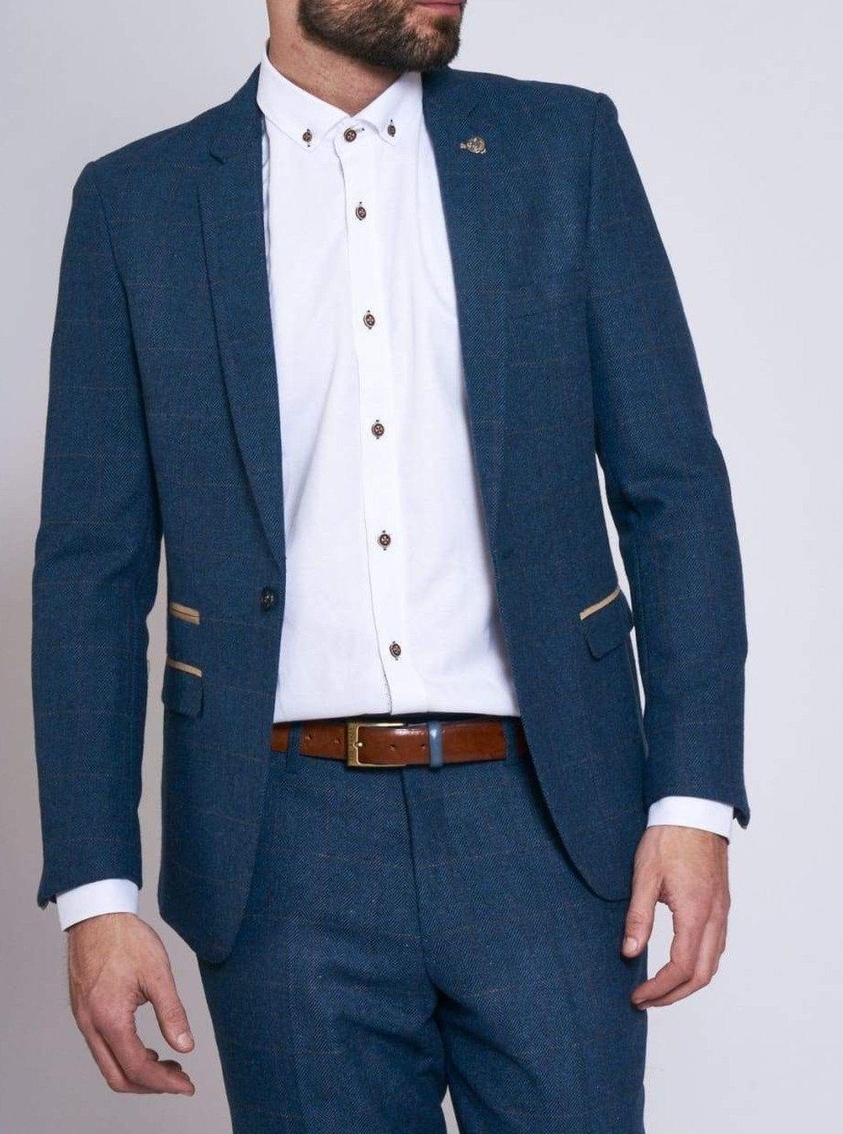 Marc Darcy Dion Blue Tweed Two Piece Suit - Suit & Tailoring