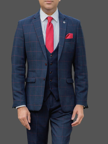 Marc Darcy Edinson Navy Check Blazer - 34R - Suit & Tailoring