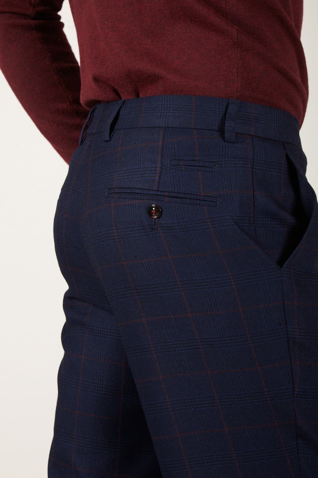 Marc Darcy Edinson Navy Check Trousers - Suit & Tailoring