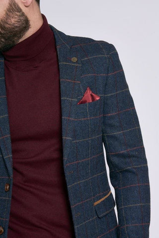 Marc Darcy ETON Navy Blue Tweed Check Two Piece Suit - Suit & Tailoring
