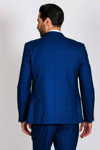 Marc Darcy George Royal Blue Check Three Piece Suit - Suit & Tailoring