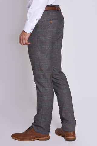 Marc Darcy Jenson Grey Check Trousers - Suit & Tailoring