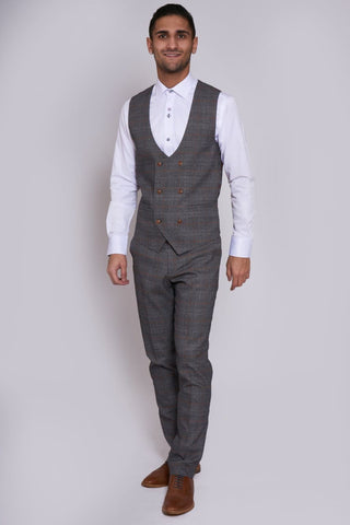 Marc Darcy Jenson Grey Check Trousers - Suit & Tailoring