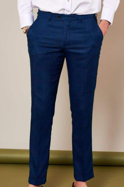 Marc Darcy Jerry Blue Check Trousers - Suit & Tailoring