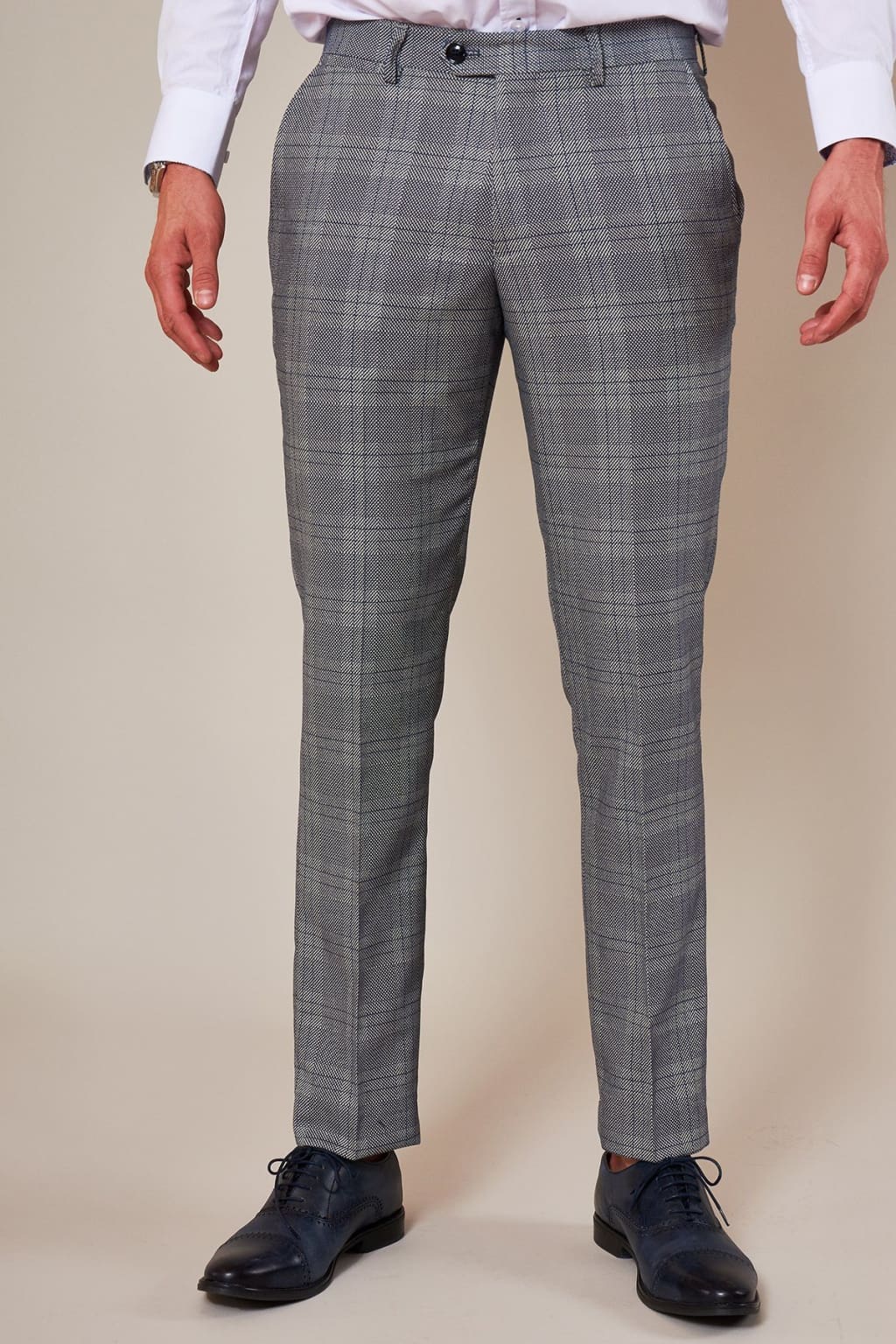 Marc Darcy Jerry Grey Check Trousers - Suit & Tailoring