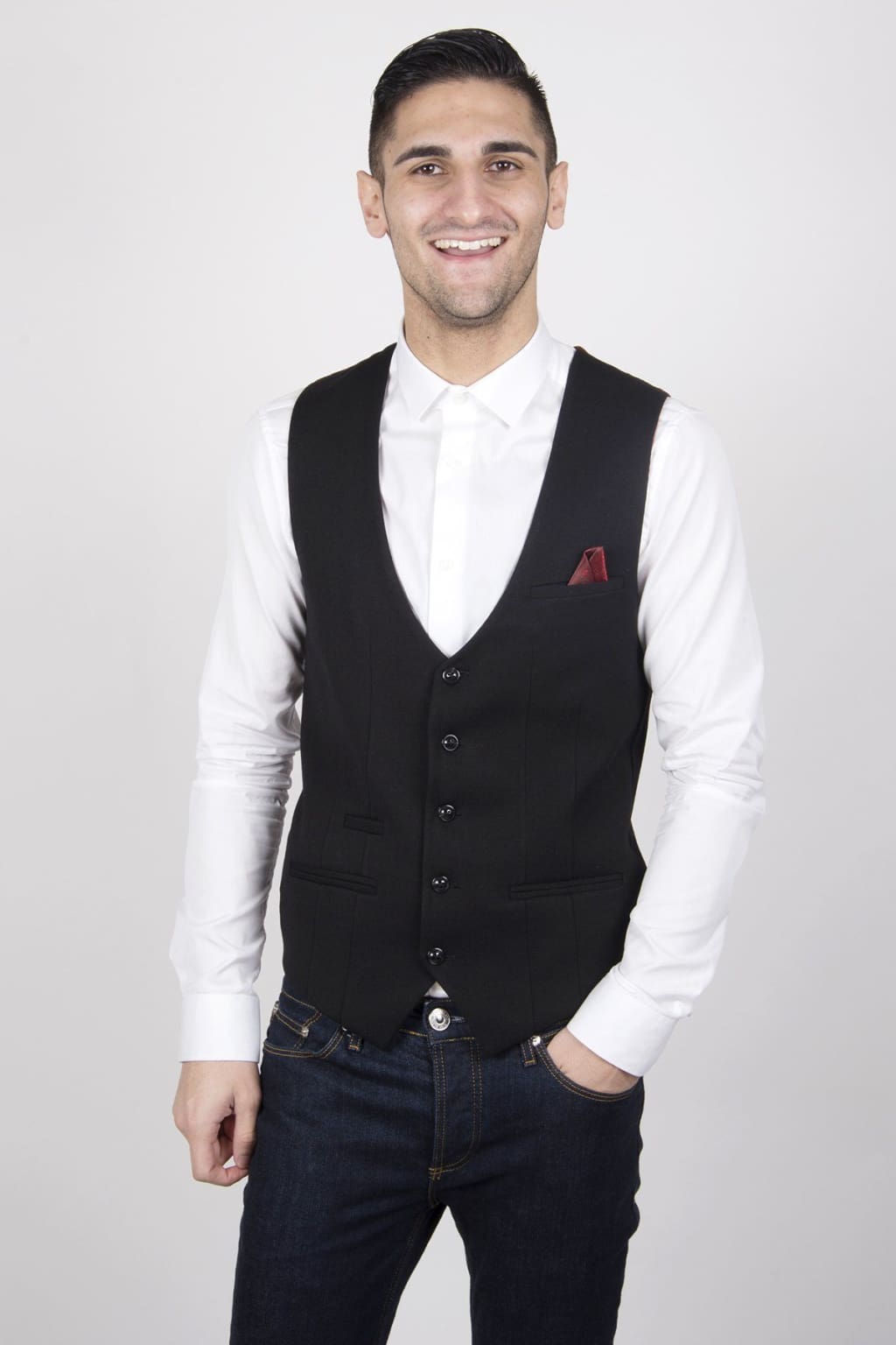 Marc Darcy Kelly Mens Black Single Breasted Waistcoat - Suit & Tailoring