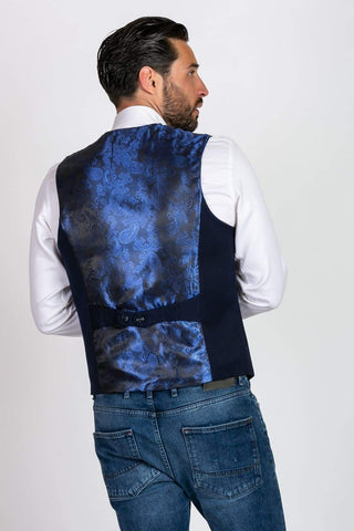 Marc Darcy Kelly Mens Blue Single Breasted Waistcoat - Suit & Tailoring