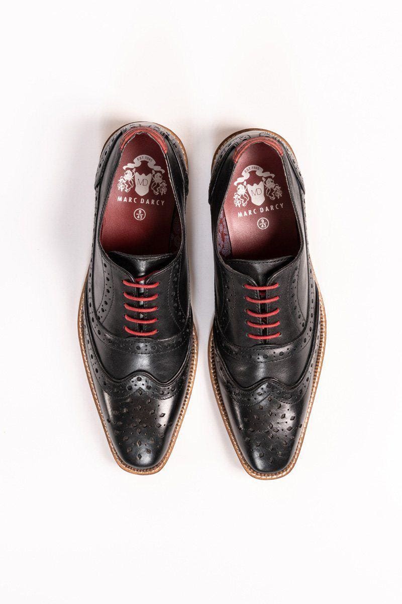 Marc Darcy Larkin Black Leather Brogue Shoe - Shoes