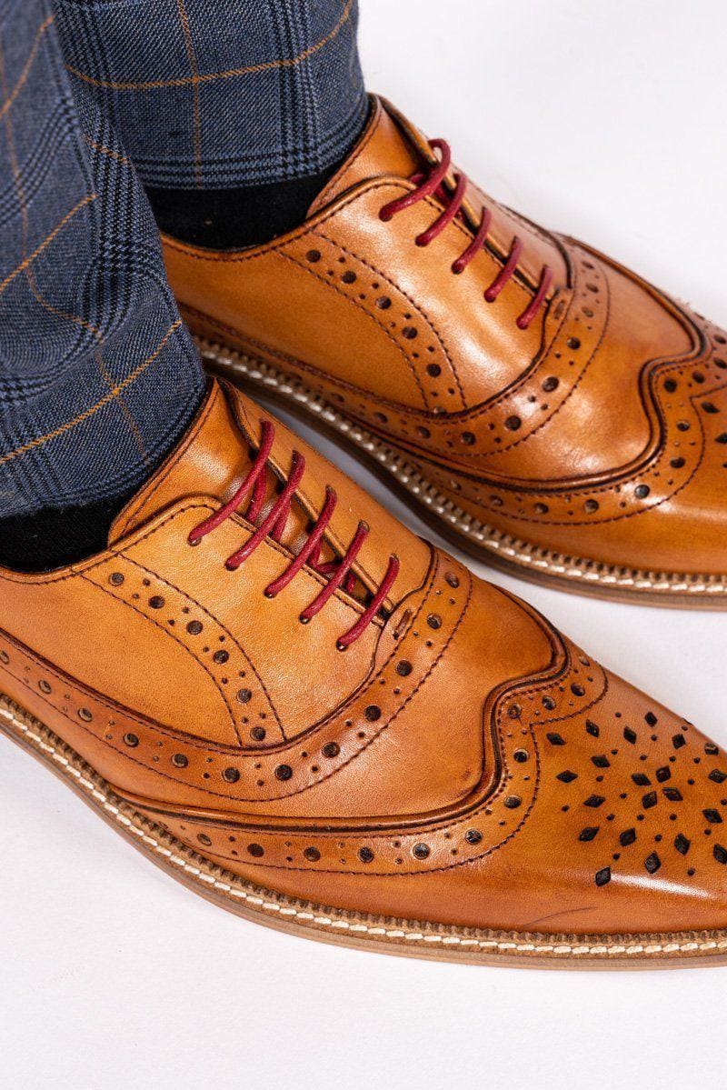 Marc Darcy Larkin Mid Tan Leather Brogue Shoe - Shoes