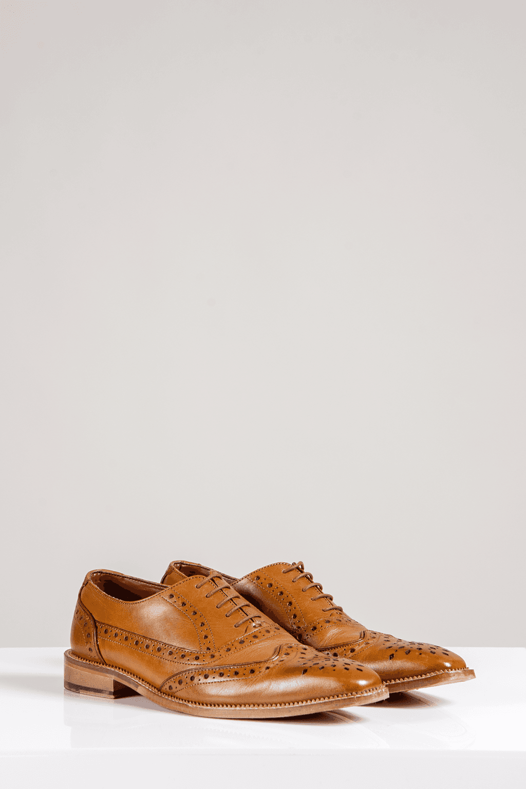 Marc Darcy Larkin Mid Tan Leather Brogue Shoe - Shoes