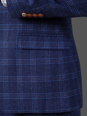 Marc Darcy Men's Blue Tweed Check Chigwell Blazer