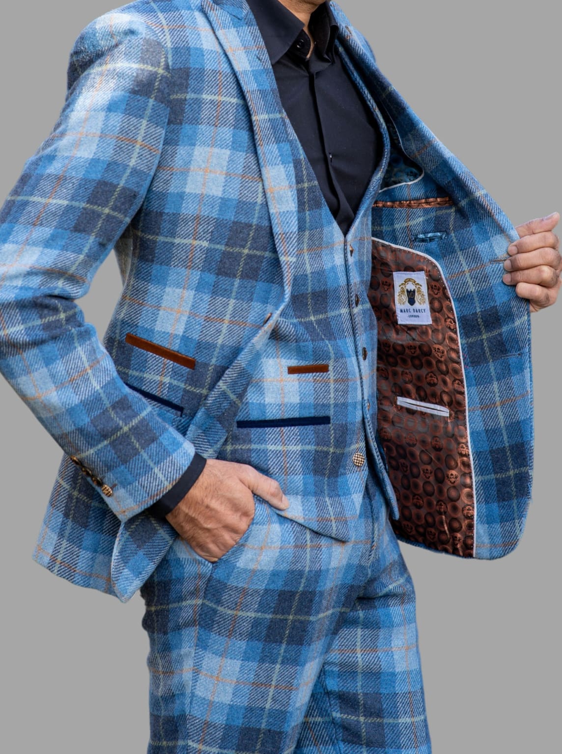 Marc Darcy Morris Blue Tweed Check Blazer