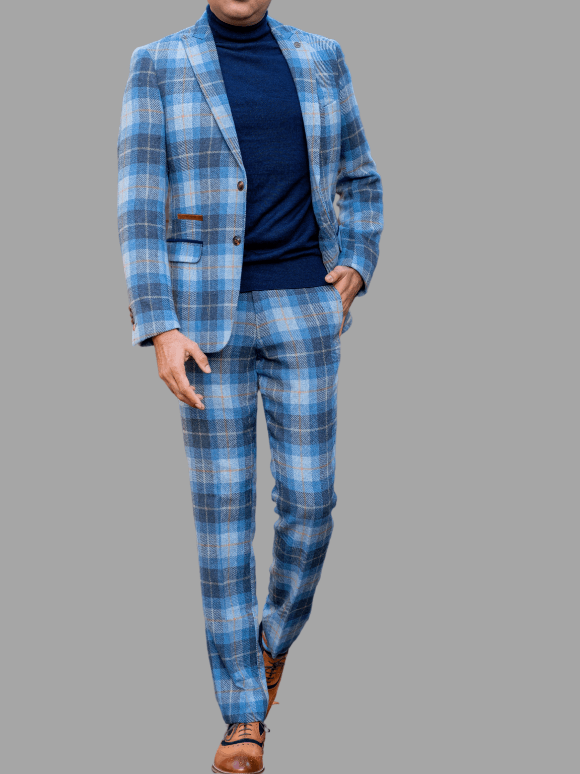 Marc Darcy Morris Blue Tweed Check Blazer