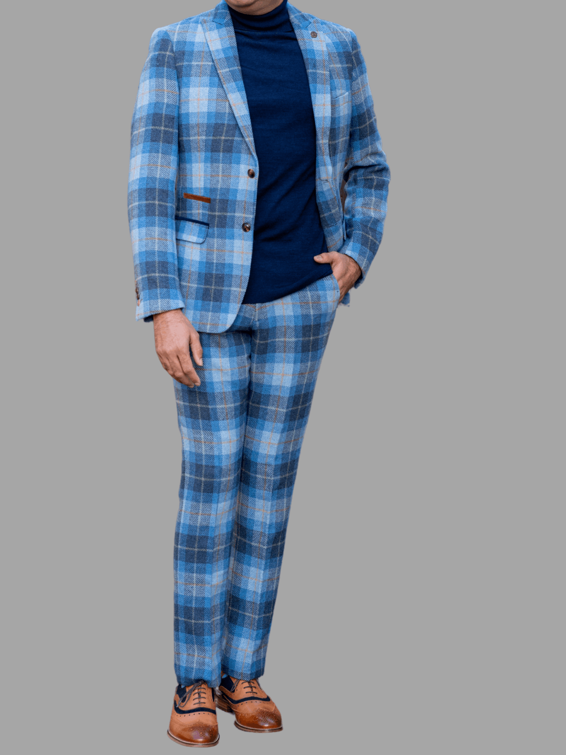 Marc Darcy Morris Blue Tweed Check Blazer