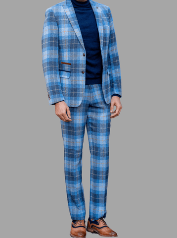 Marc Darcy Morris Blue Tweed Check Blazer