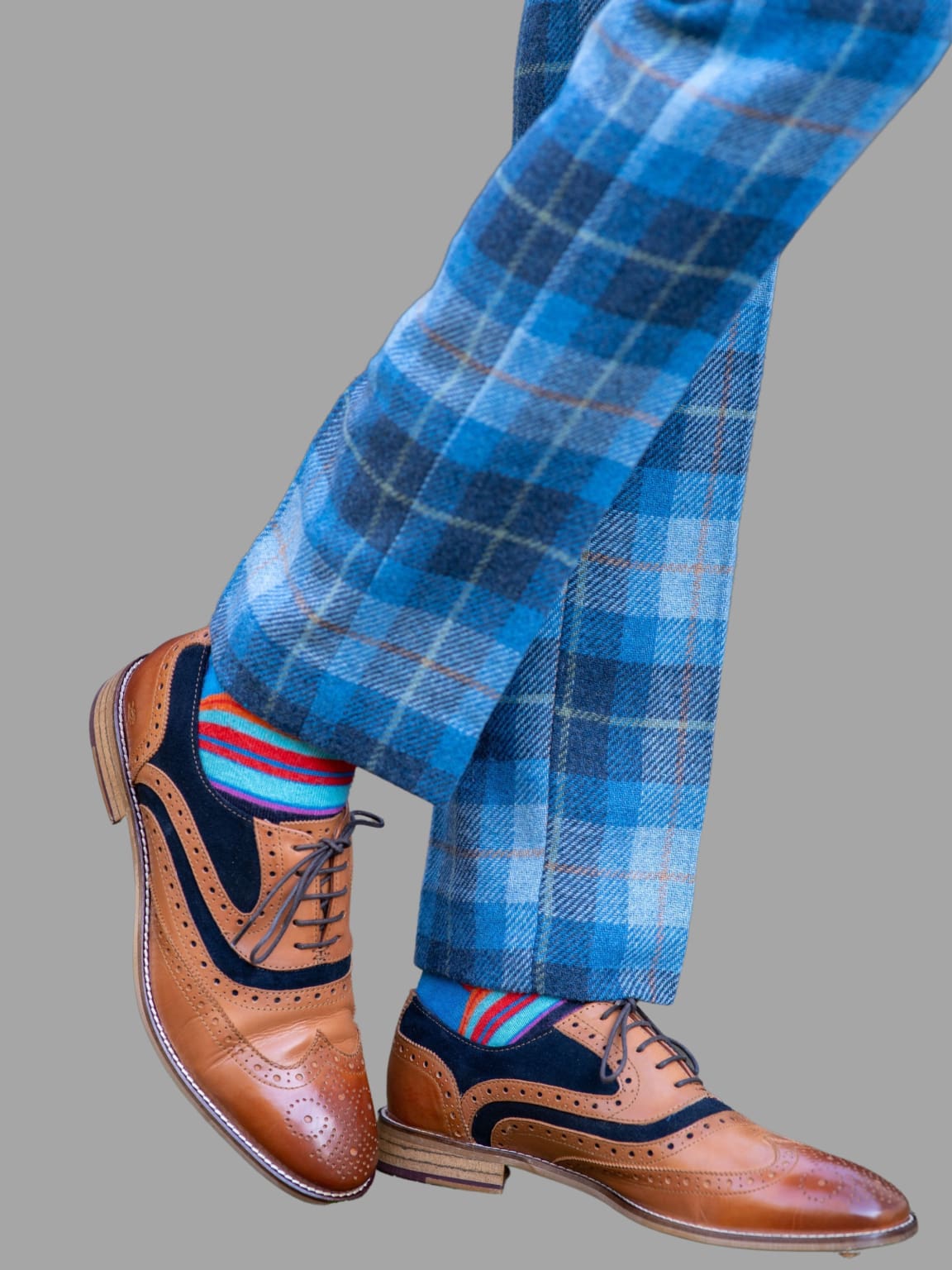 Marc Darcy Morris Blue Tweed Check Trousers