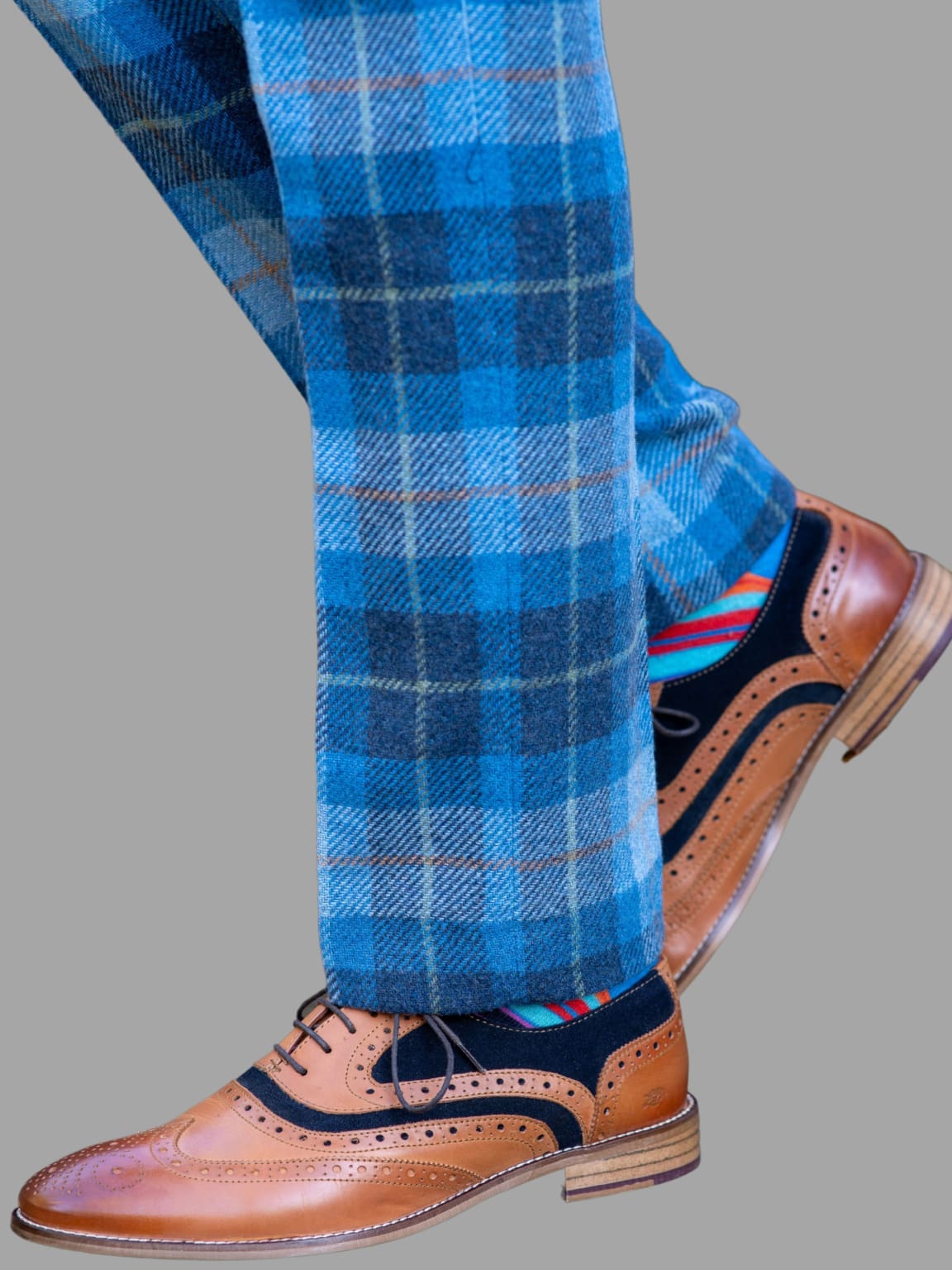 Marc Darcy Morris Blue Tweed Check Trousers